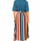 Chris & Carol - V-neck Striped Midi Dress - Plus