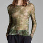 Avant Toi - Camouflage Silk Tulle Round Neck Top