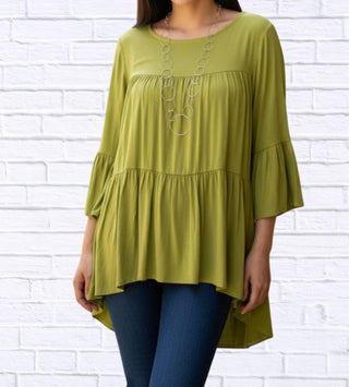 Calypso - Woven Gauged Trapeze Shirt Top