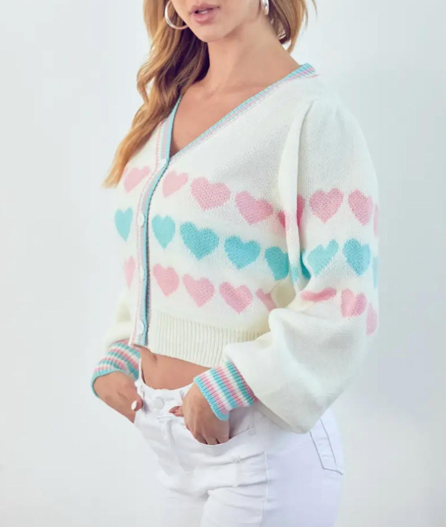 &Merci - HEART BUTTON-FRONT CARDIGAN