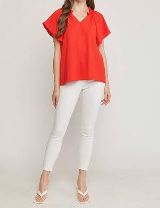 Entro - Ruffled Flutter Sleeve Blouse