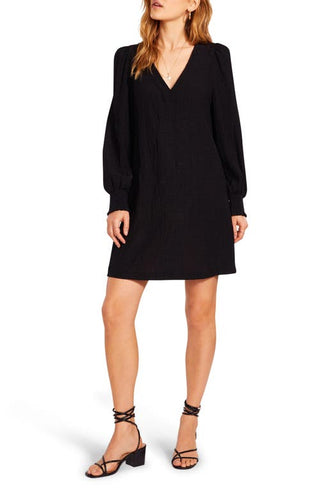 BB Dakota by Steve Madden BB Dakota x Steve Madden Ruston Textured Long Sleeve Shift Minidress in Black at Nordstrom, Size Small