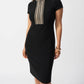 Joseph Ribkoff - Embroidered High Neck Sheath Dress