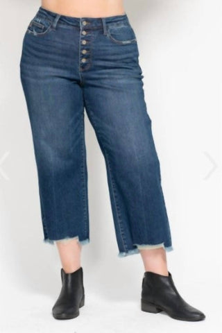 Judy Blue - High Rise Button Fly Crop Wide Leg Jeans