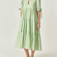 English Factory - Printed V Neck Tiered Midi Dress