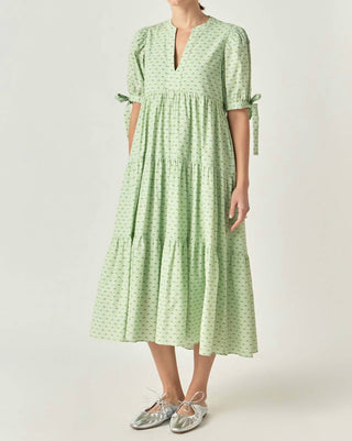 English Factory - Printed V Neck Tiered Midi Dress