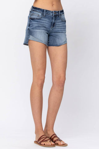 Judy Blue - Mid Rise Half Cuffed Jean Shorts