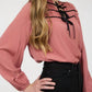 Blu Pepper - Ribbon Bow Tie Yoke Long Sleeve Top