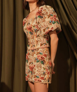 Adelyn Rae - Lori Tapestry Lace Up Mini Skirt