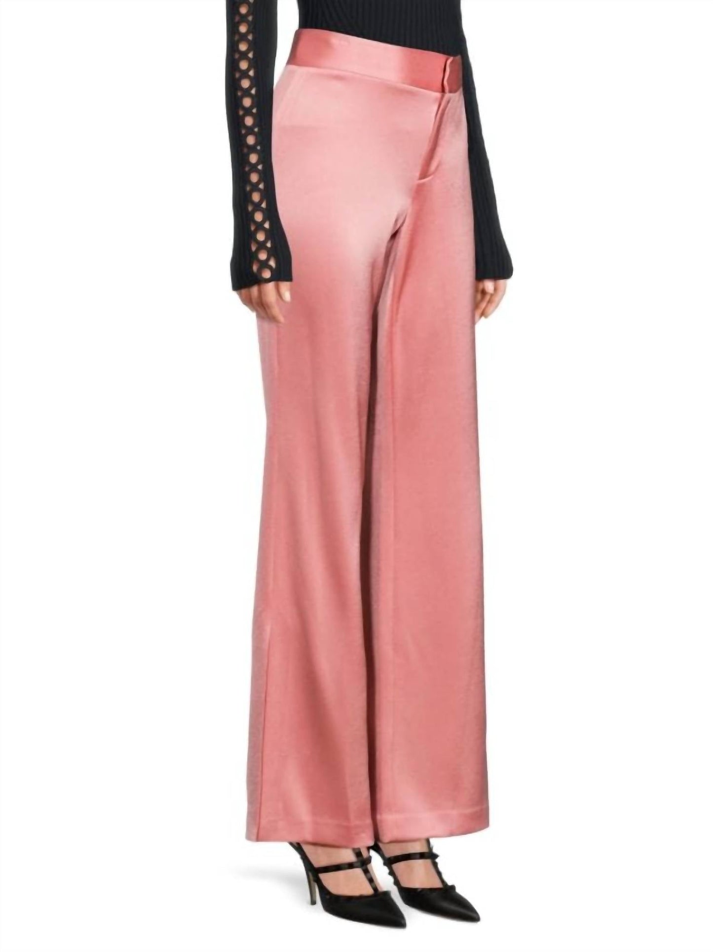 Alice + Olivia - Jc Satin Wide Leg Slit Pants