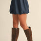 Klesis - Denim Balloon Bubble Mini Skirt