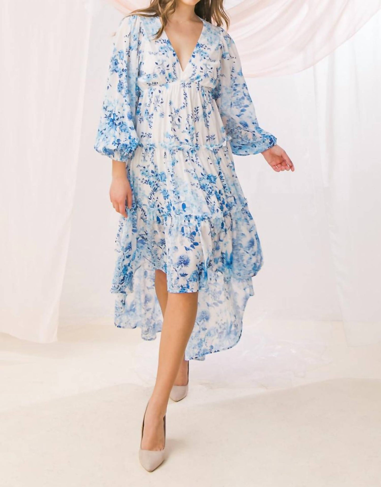 Flying Tomato - High-low Maxi Dress With Tiered Skirt