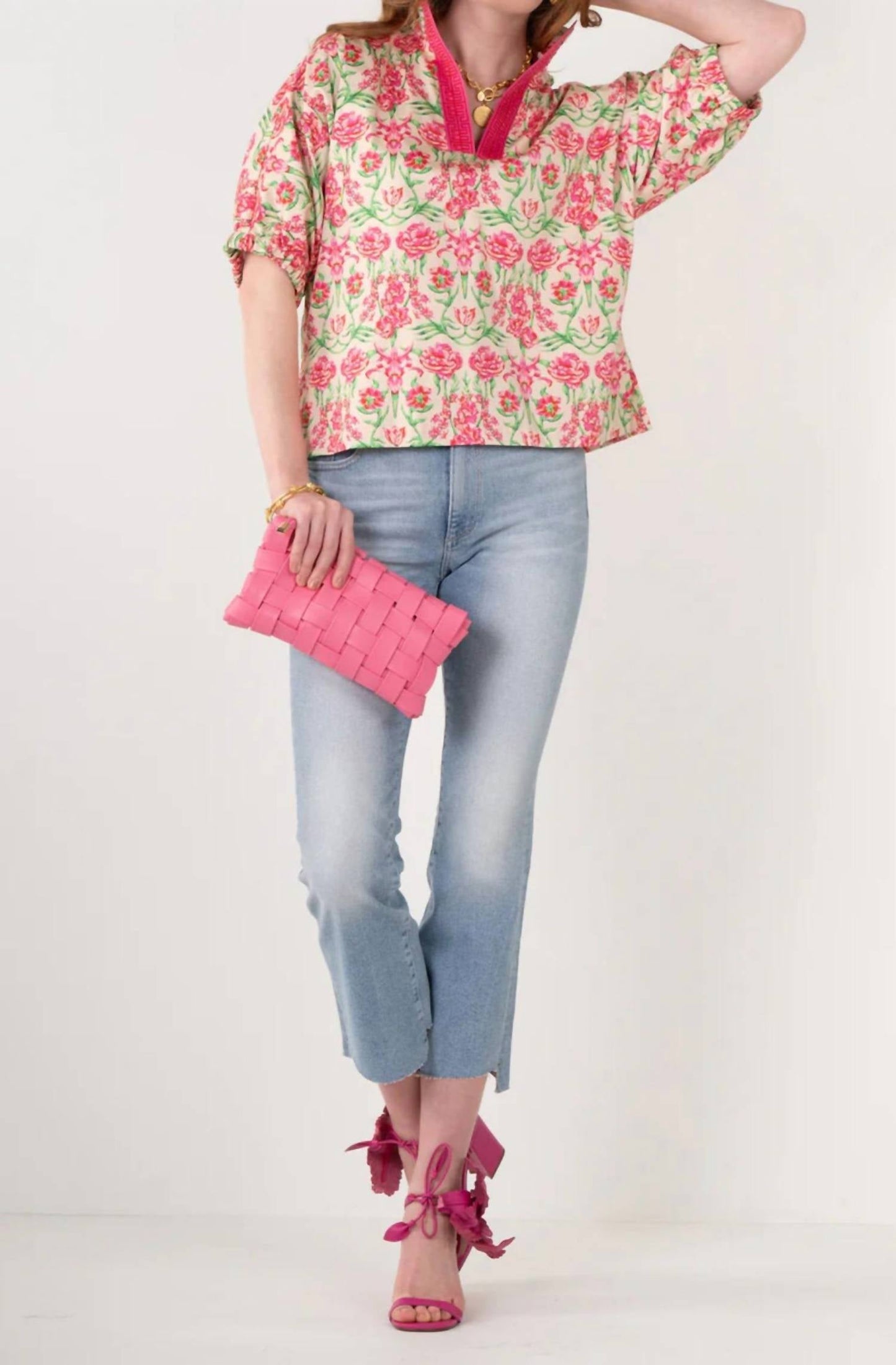 Emily Mccarthy - Floral Garden Cheetah Poppy Top