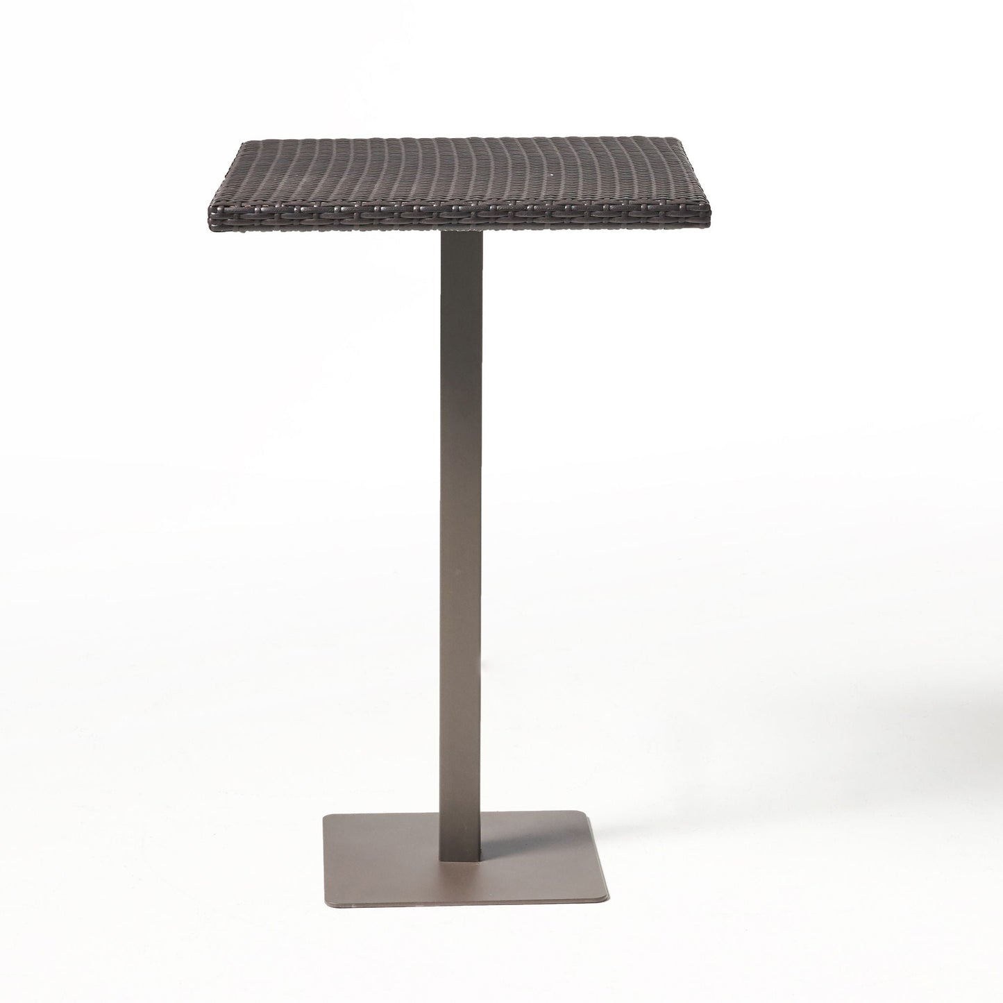 Outdoor Square Rattan Bar Table with Iron Frame - Multi Brown