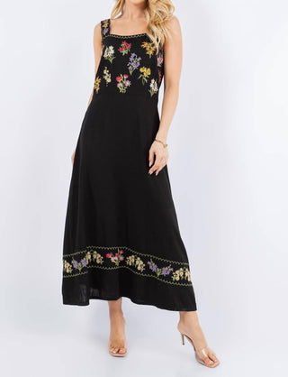 Paparazzi - Linen Blend Embroidered Maxi Dress
