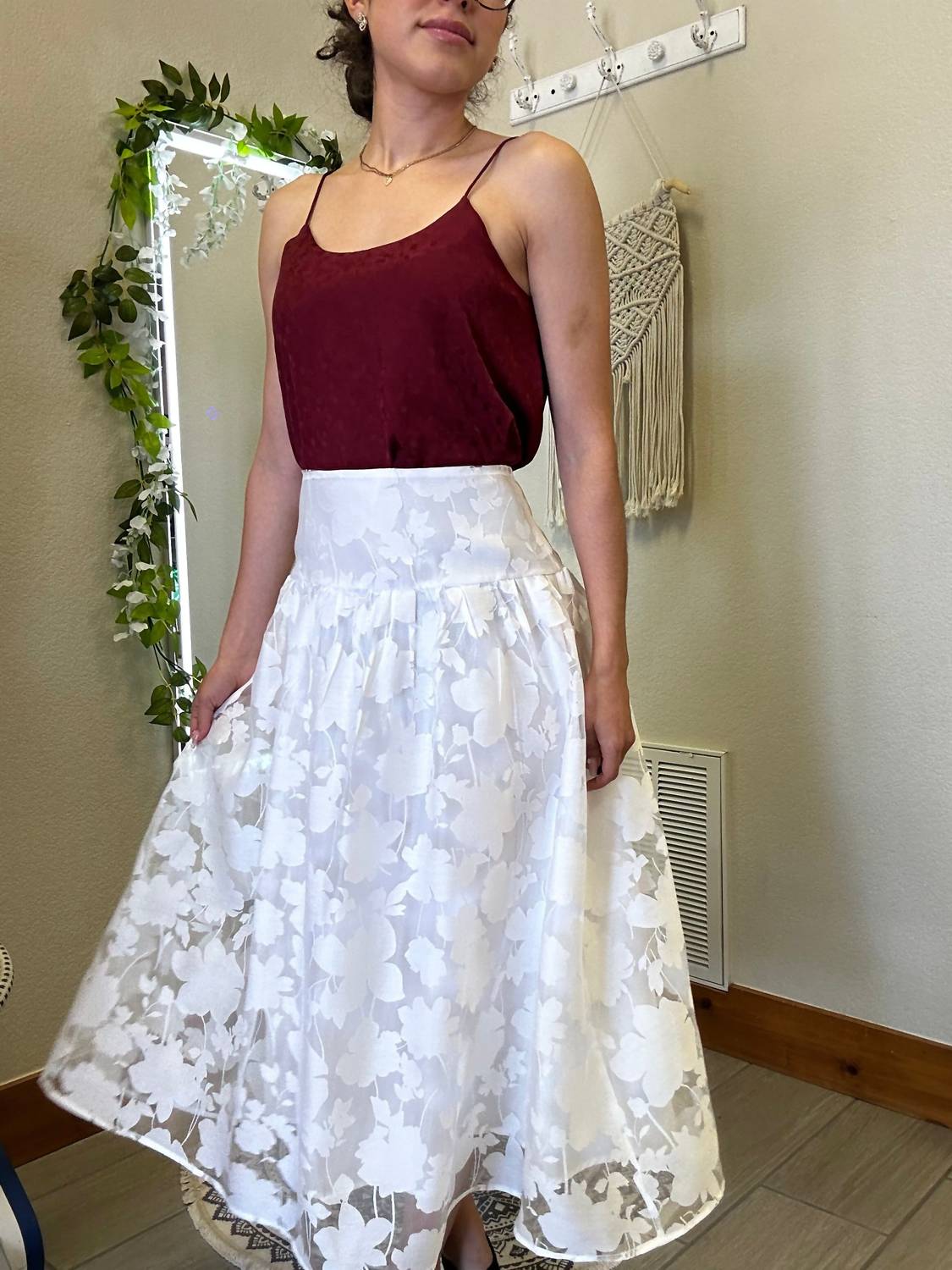 Blu Pepper - Floral Organza Midi Skirt