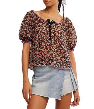Free People - Astra Peasant Floral Print Top