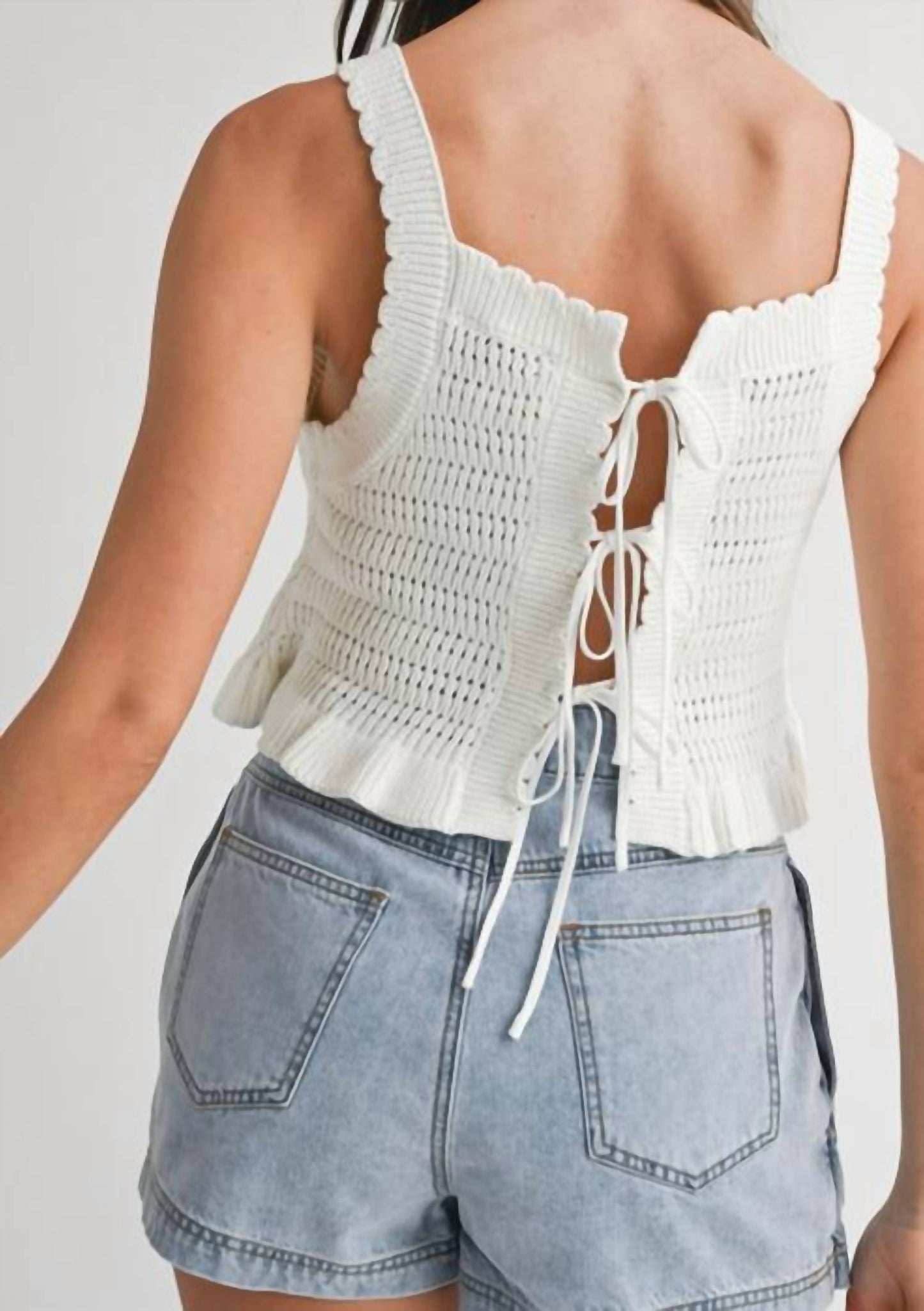 Mable - Crochet Ruffle Hem Top