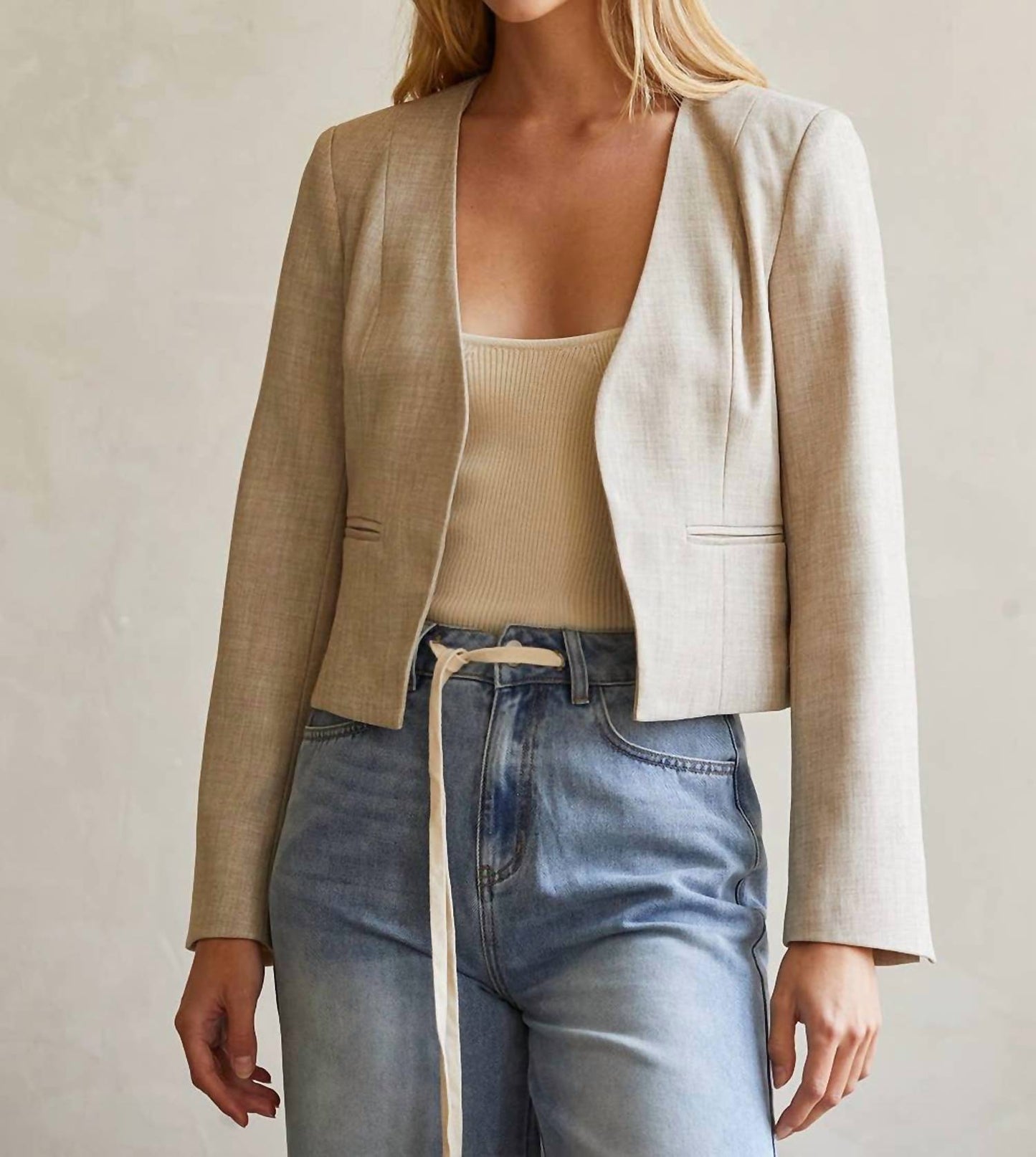 Crescent - Sofia Crop Open Blazer