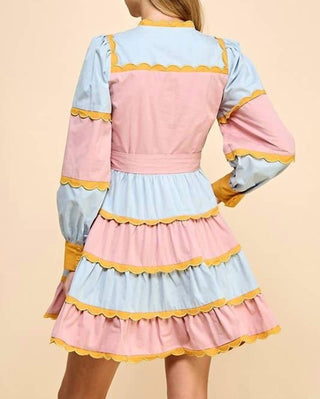 Tcec - Striped Scallop Dress