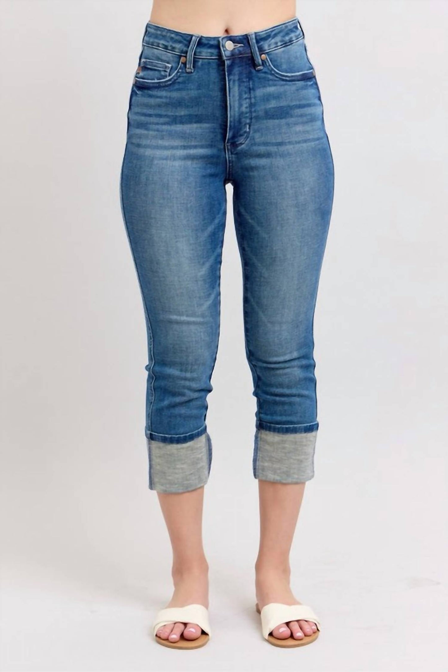 Judy Blue - Skinny Cuff Capris Jeans - Plus