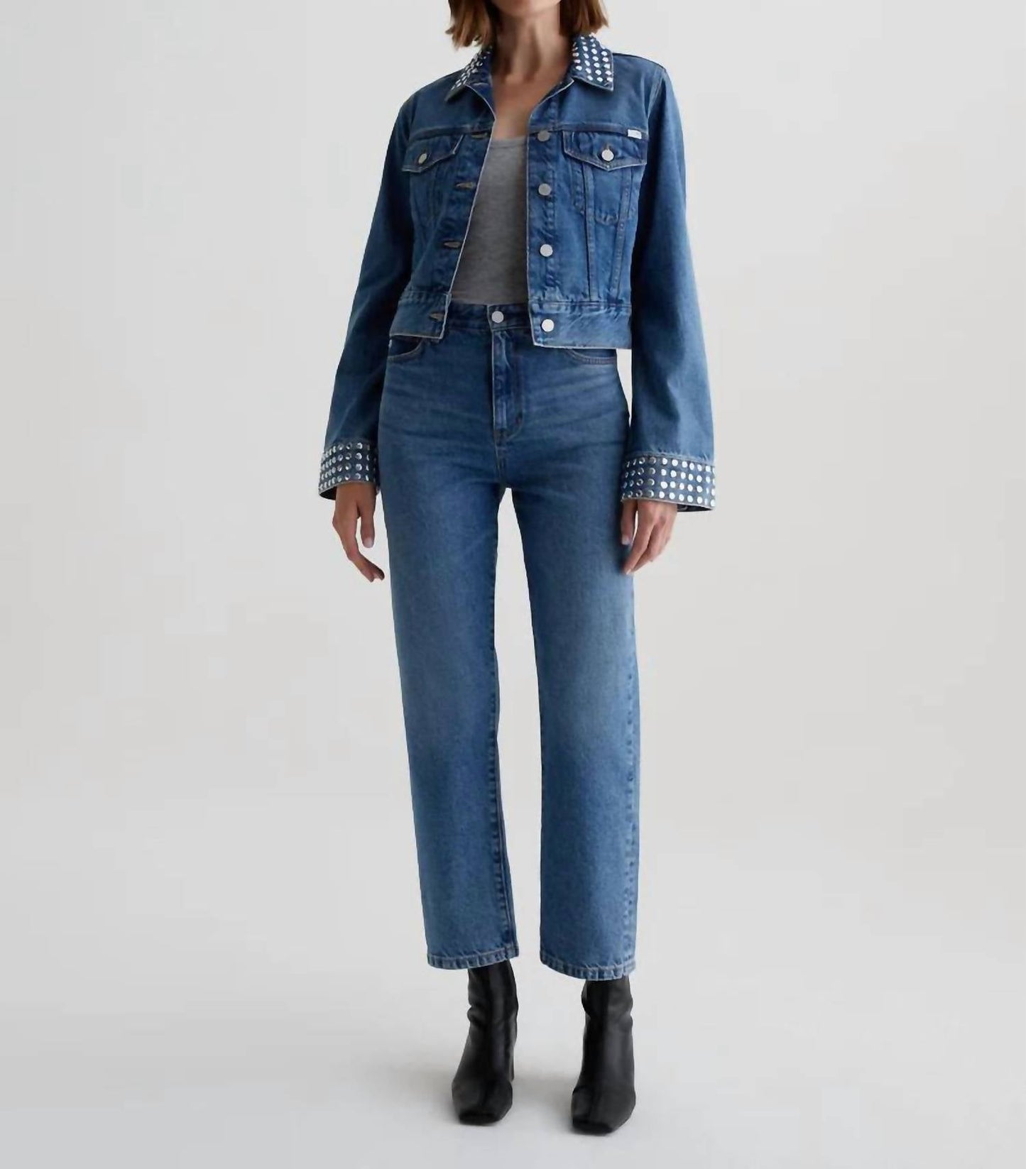 Ag Jeans - Studded Isa Cropped Trucker Jacket