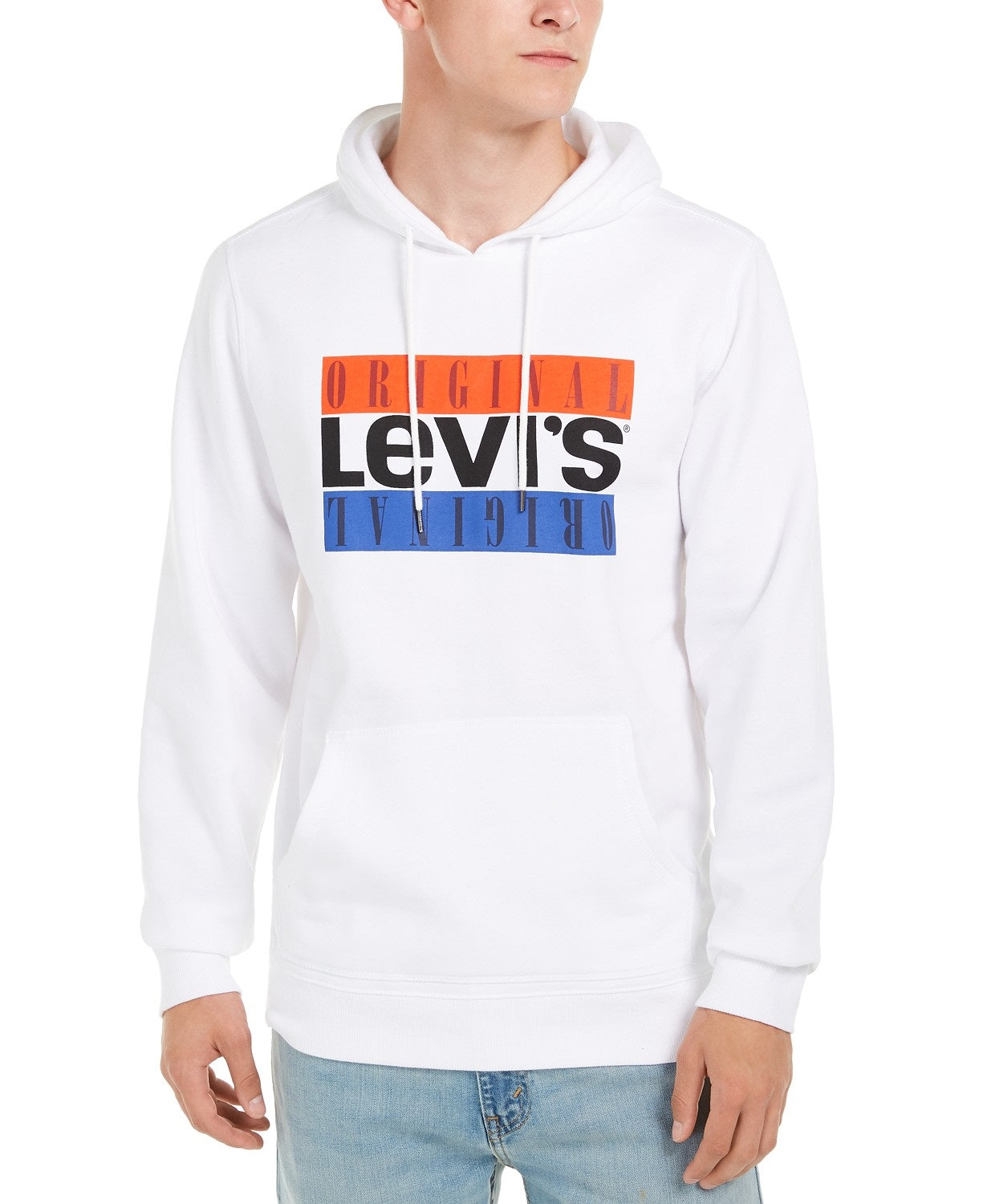Levi's Men's Burndlen Fleece Logo Hoodie White Size Extra Large Steals