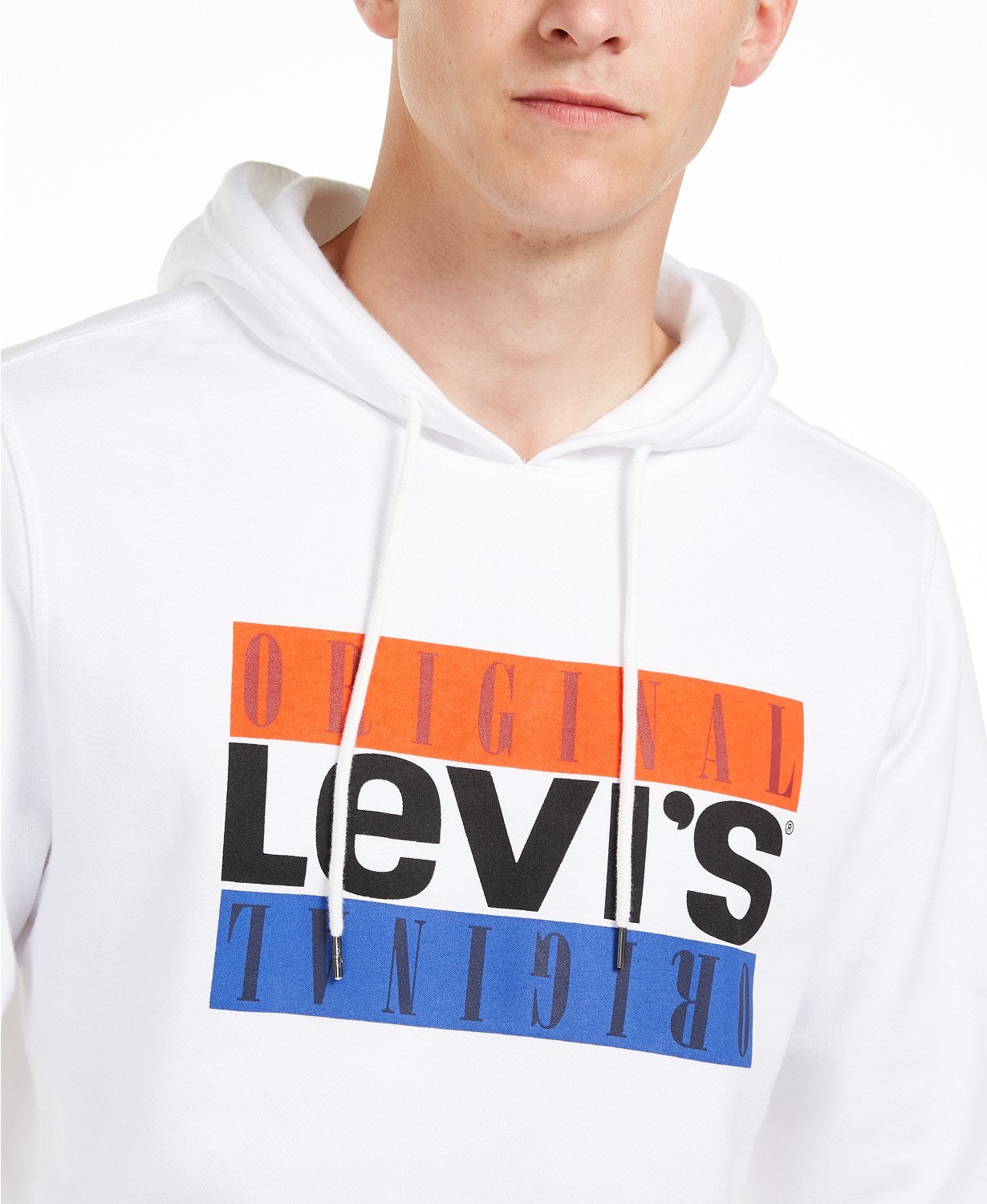 Levi's Men's Burndlen Fleece Logo Hoodie White Size Extra Large Steals