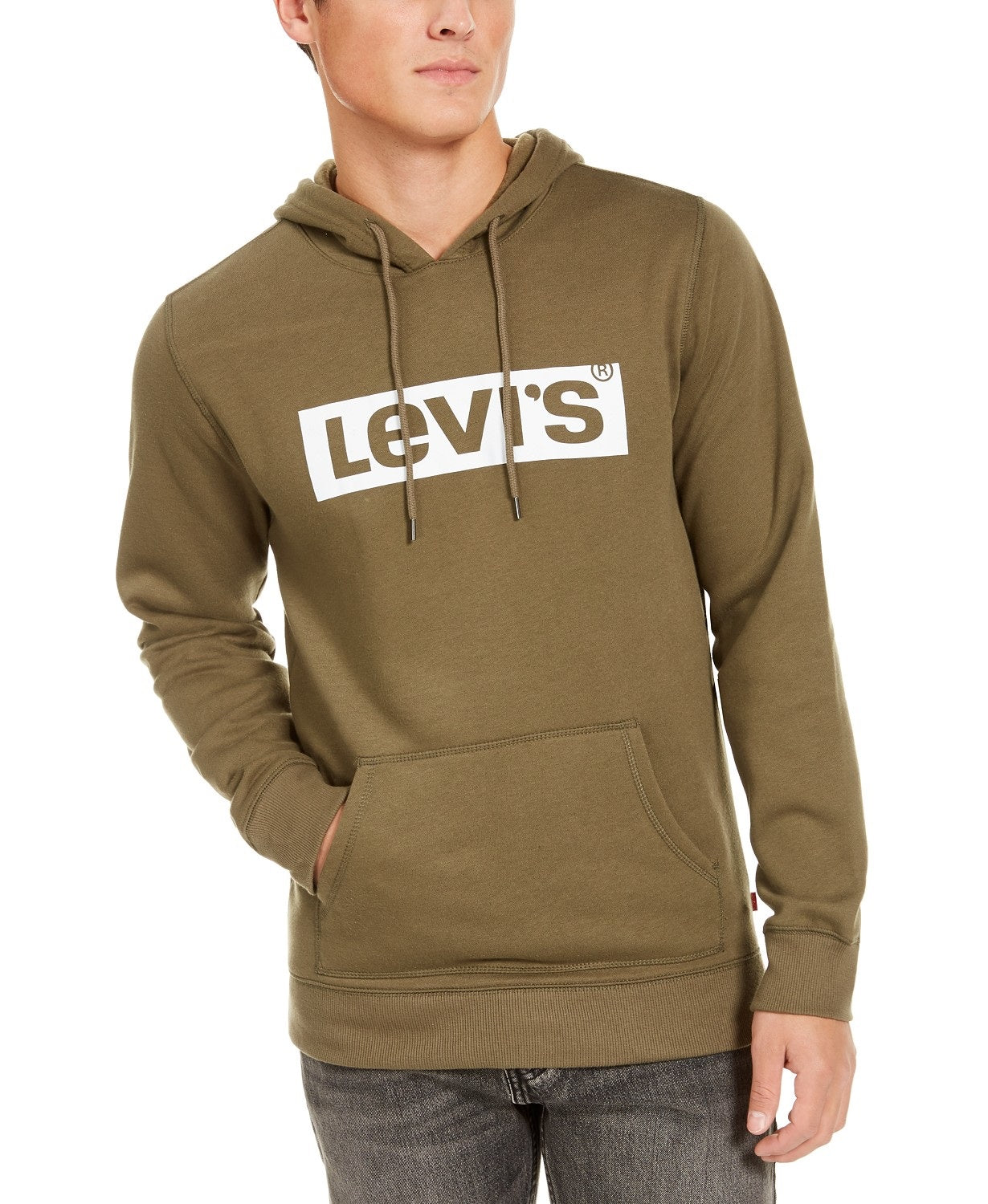 Levi's Men's Burndlen Fleece Logo Hoodie Olvie Size Extra Large