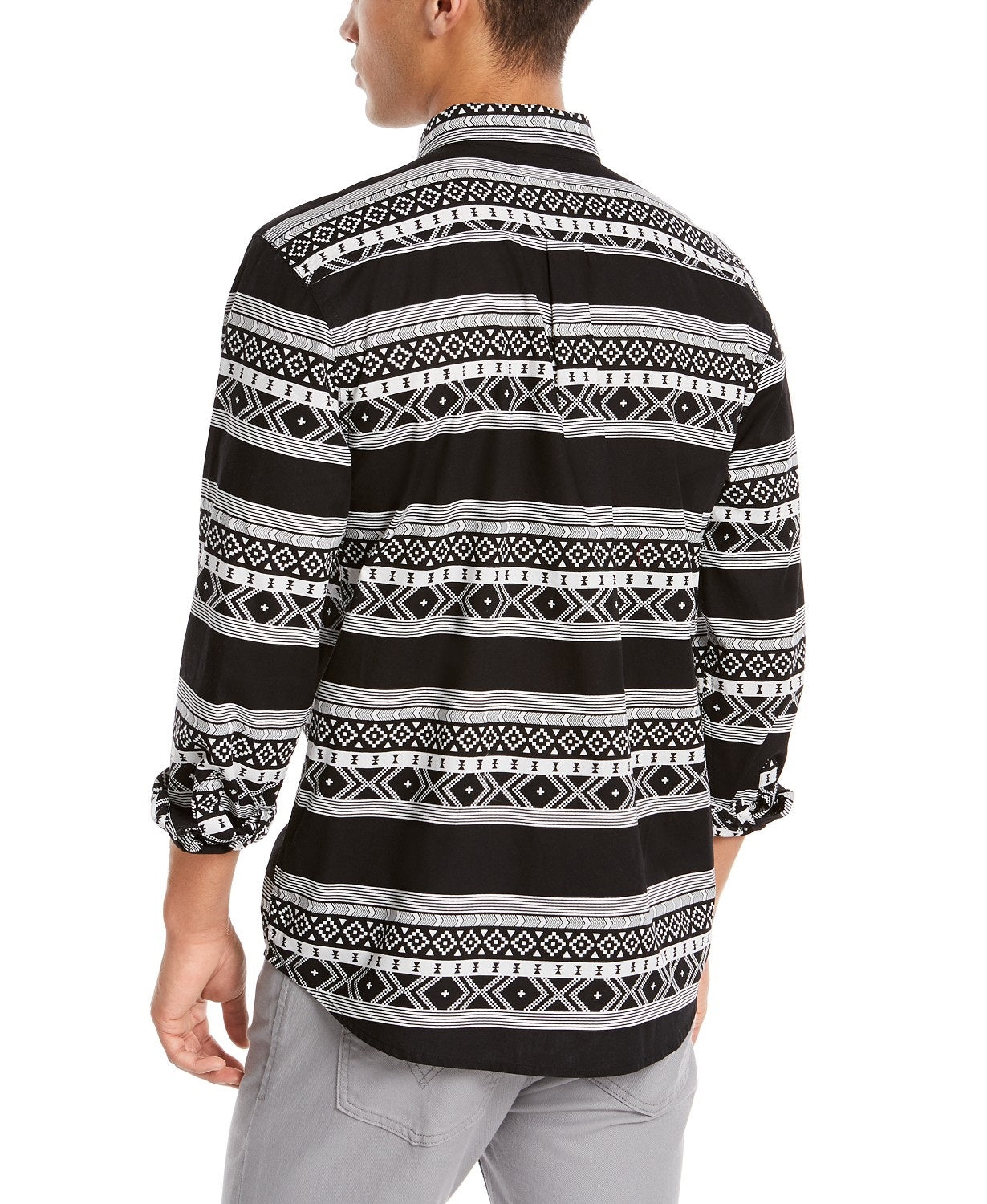 Levi's Men's Norte Regular-Fit Geo-Stripe Shirt Black Size Extra Large