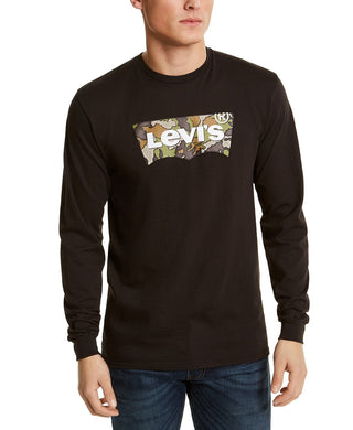 Levi's Men's Long-Sleeve Camo Logo T-Shirt Black Size Large