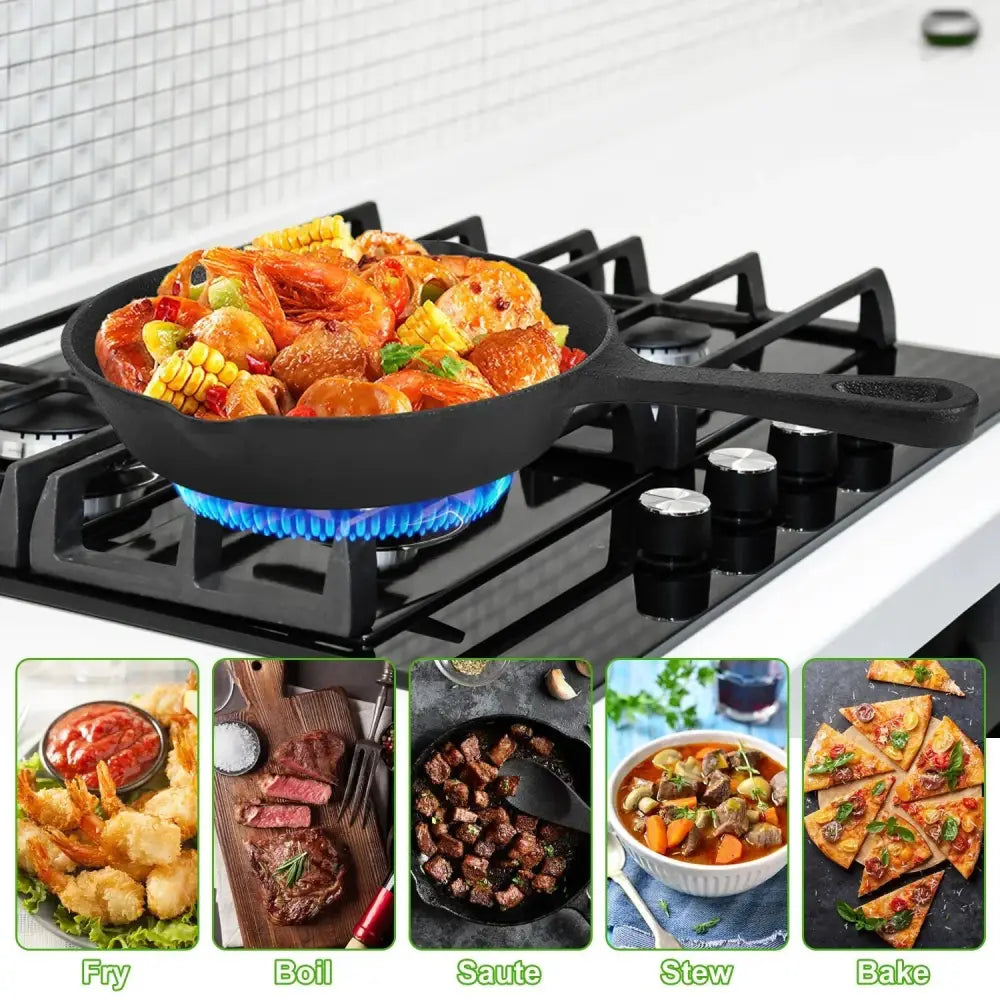 3-piece Pre-seasoned Cast Iron Skillet Set