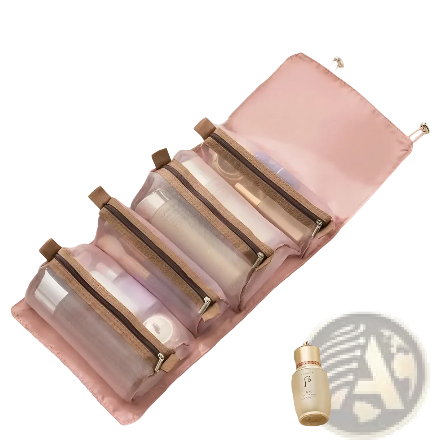 4 in 1 Travel Makeup Bag Roll Up Toiletry Organizer