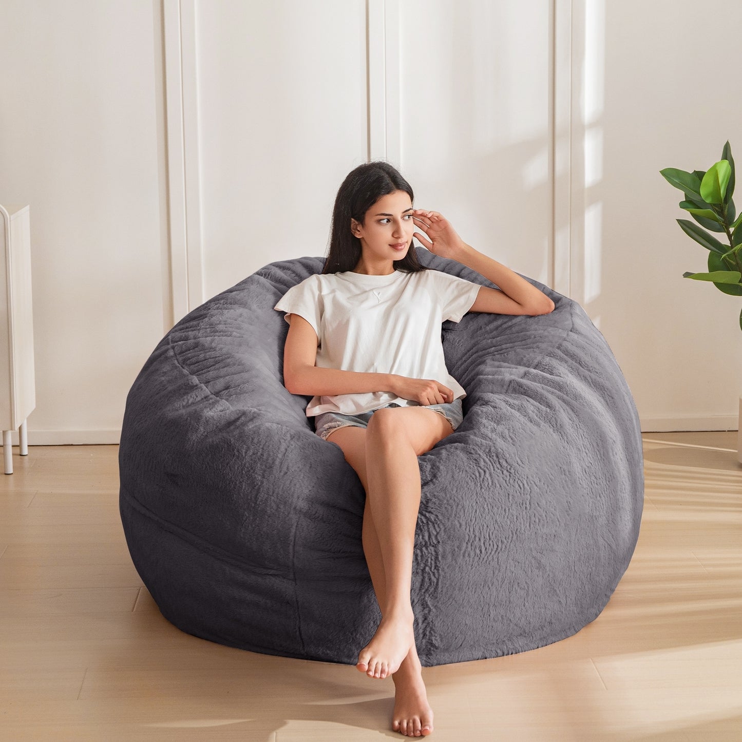 45ft Bean Bag ChairFoam Filled Bean Bag Lounger with Removable Cover