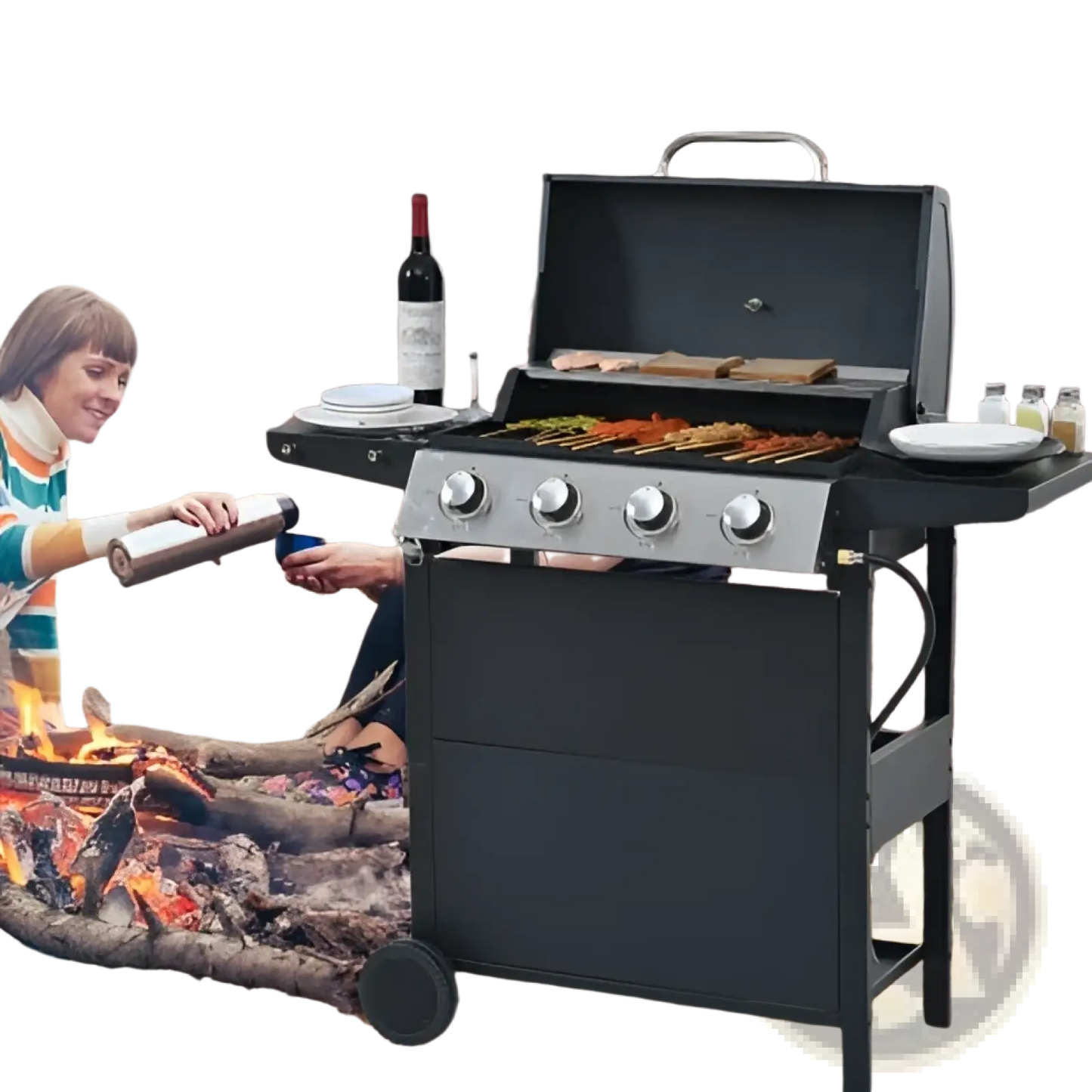 4 Burner Propane Gas Grill 34000 Btu Stainless Steel