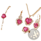 4 Piece Heart Rhinestone Jewelry Set with Matching Crystals