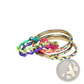 4 Piece Neon Braided Bangle Set with Gold Star Accents