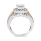14K White and Rose Gold 1 1/8 Cttw Princess and Round-Cut Diamond Art Deco Style Triple Shank Halo Cocktail Ring (I-J Color, SI2-I1 Clarity) - Size 7
