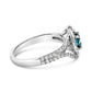 14K White Gold 1-1/3 Cttw White & Blue Diamond Interweaving Double Halo Cocktail Statement Ring (G-H and Fancy Blue Color, SI2-I1 Clarity) - Size 6