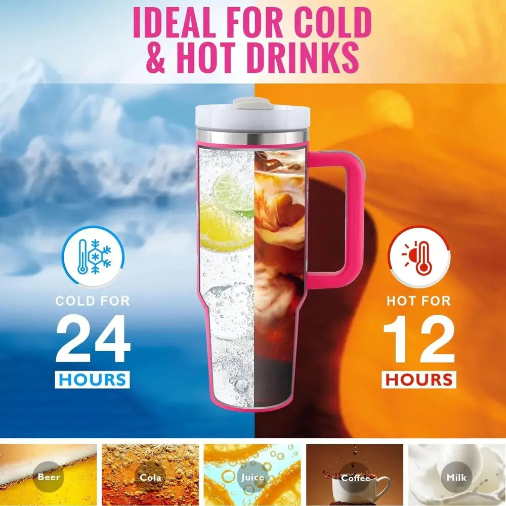 Arbaglobal 40 Oz Insulated Tumbler with Handle and Straw