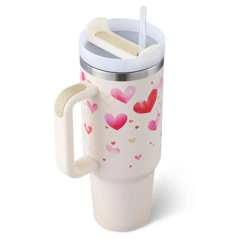Arbaglobal 40 Oz Insulated Tumbler with Handle and Straw
