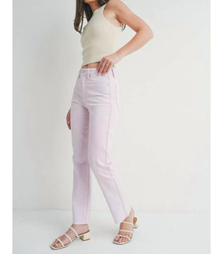 Just Black Denim - High Rise Cut Off Cropped Straight Leg Jeans