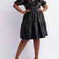 The Curve La - Plus Size Faux Leather Tiered Puff Sleeve Short Dress