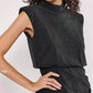 Apricot - Sparkle Mock Neck Ruched Dress