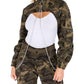 American Bazi - Camouflage Cropped Jacket With Chains