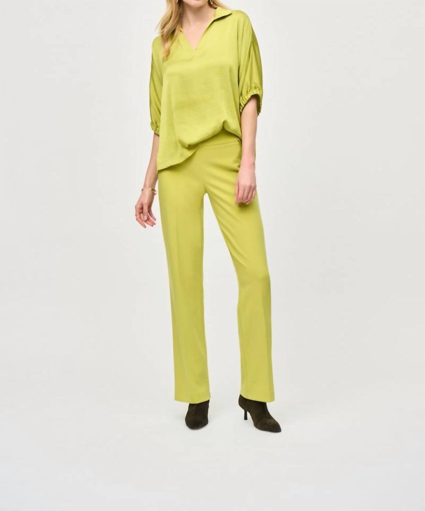 Joseph Ribkoff - Shirt Collar 3/4 Sleeve Satin Top