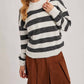 Bluivy - Women's Inner Tank Top Fuzzy Striped Knit Sweater
