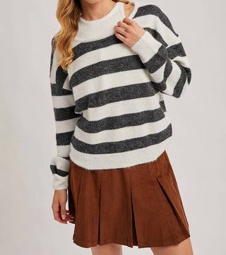 Bluivy - Women's Inner Tank Top Fuzzy Striped Knit Sweater