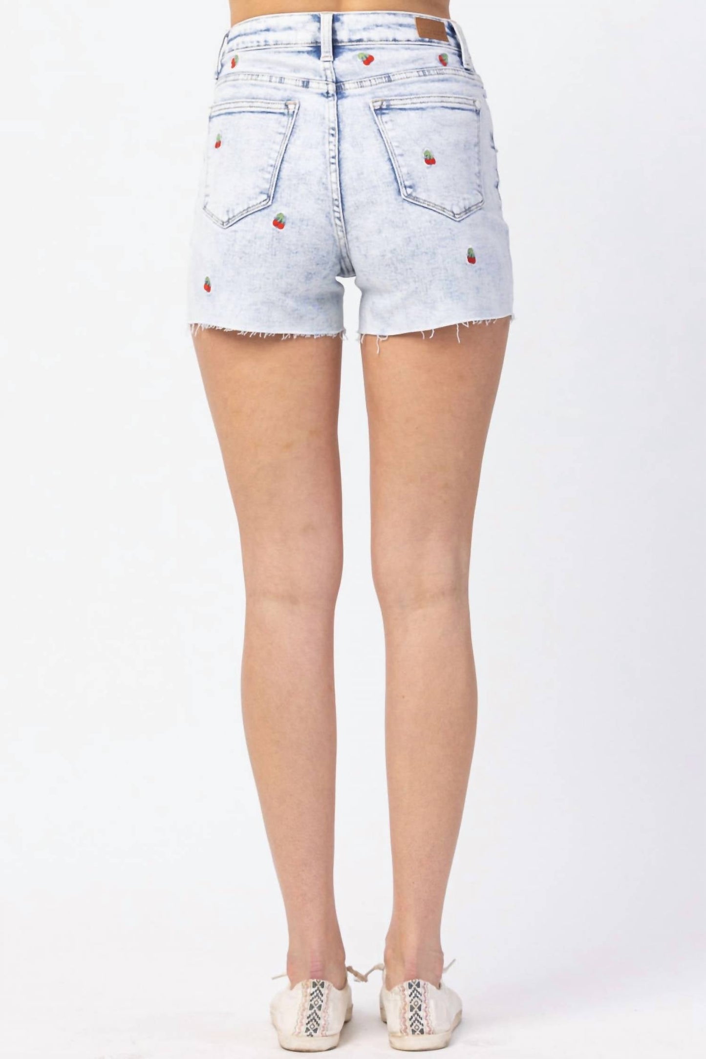 Judy Blue - Cherry Embroidery High Rise Cut-Off Short