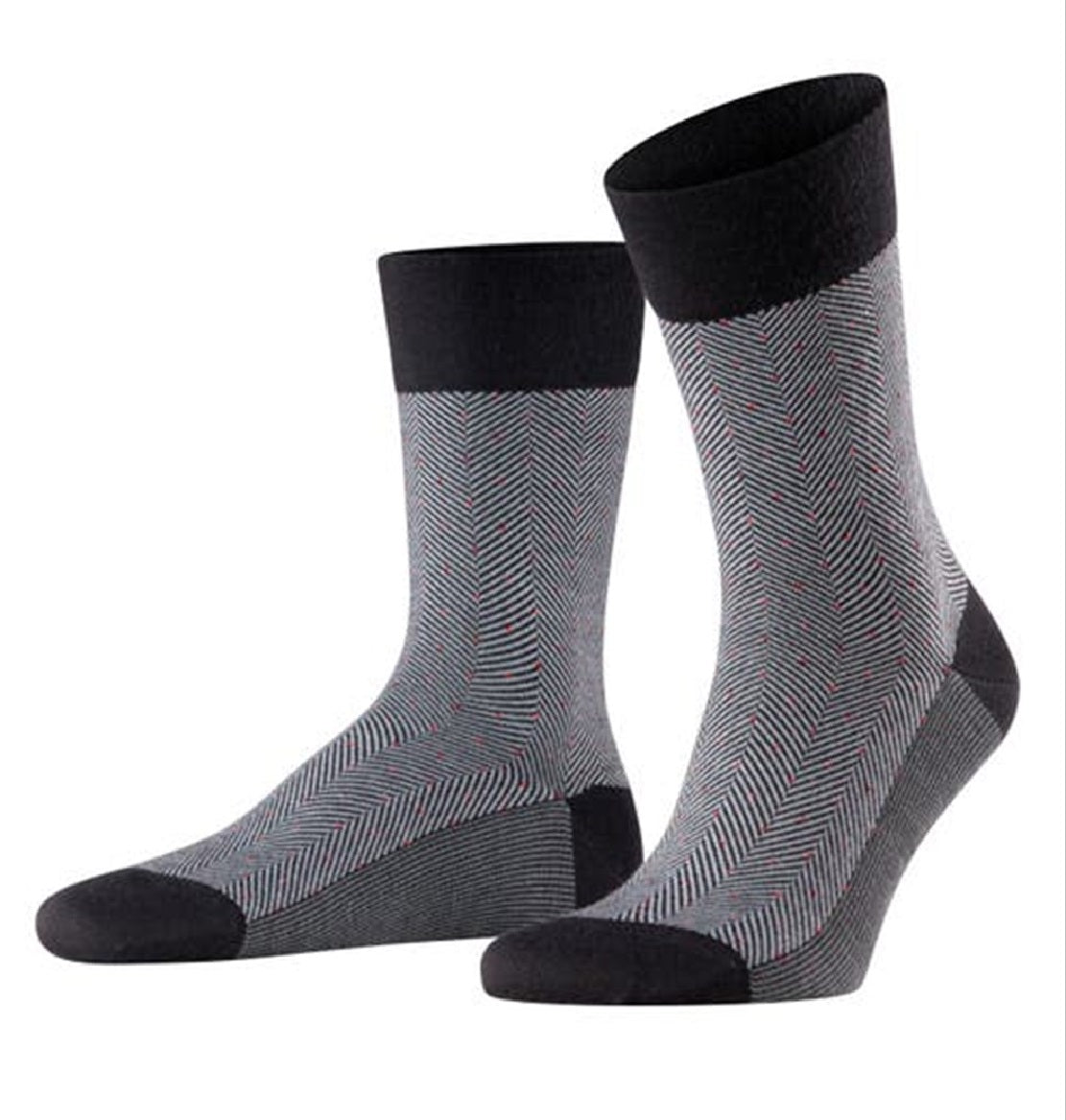 Falke Men's Sensitive Herringbone Wool Blend Socks Black Size Regular